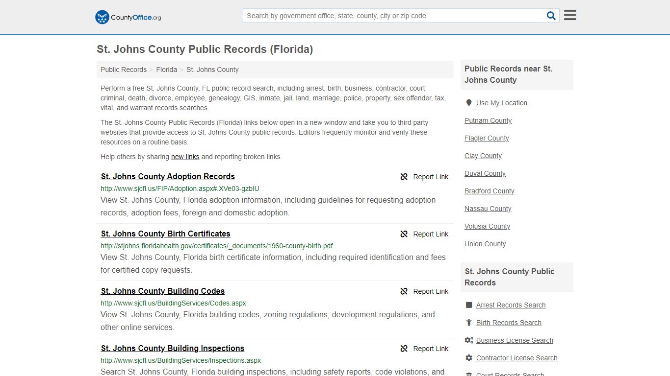 Public Records - St. Johns County, FL (Business, Criminal ...